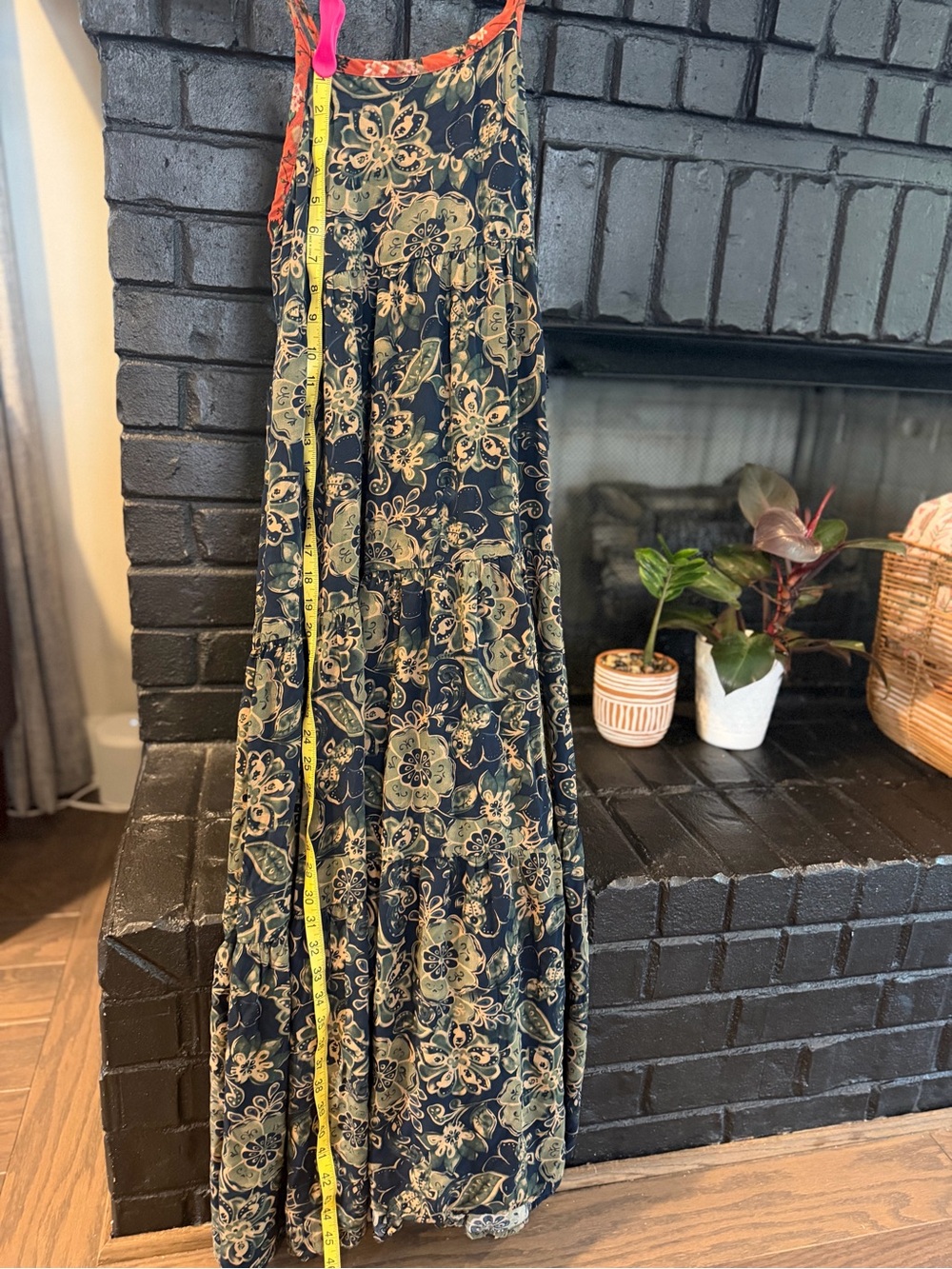 NATURAL LIFE Maddie Maxi Dress Navy Teal Floral Coral Adjustable Tie Straps NWOT - Picture 6 of 7